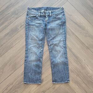 Guess Blue Ankle Cropped Jeans with Faded Wash
